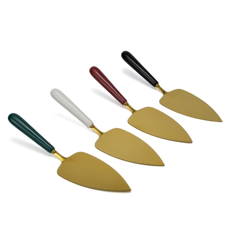 Customized Logo Ceramics Handle Stainless Steel Cake Shovel Colorful Pizza Bread Knife