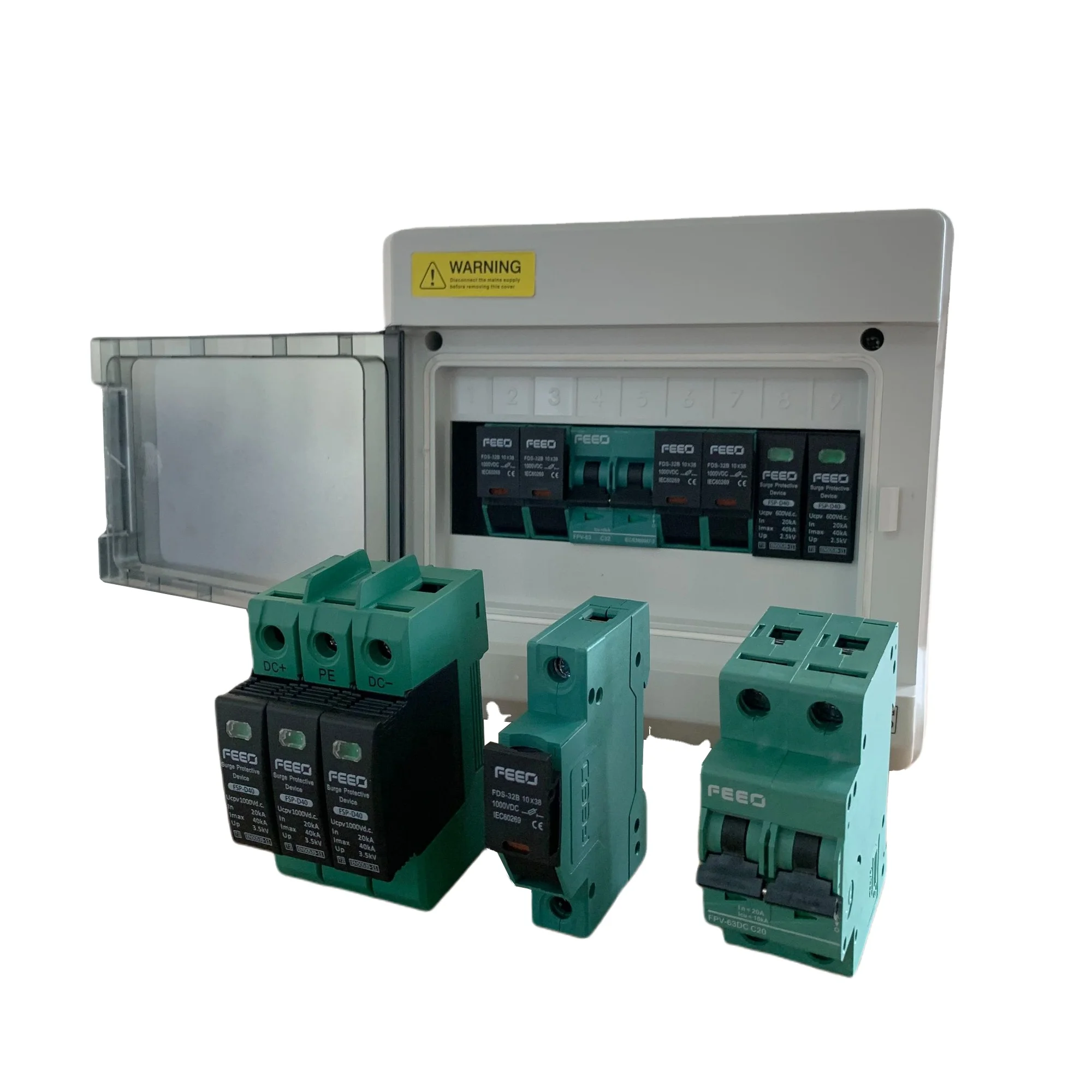 FEEO Solar PV Combiner Box 1 String in 1 String out 550V с предохранителем MCB SPD solar combiner box для солнечной панели