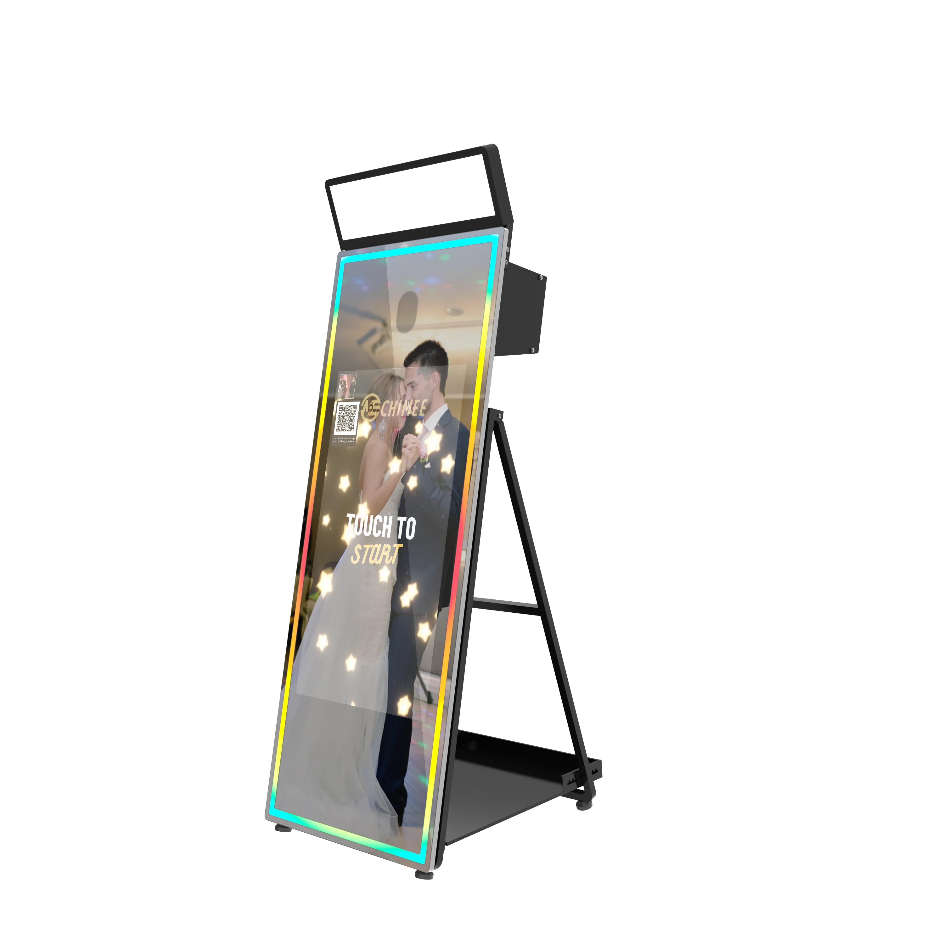 Advanced Foldable High-Tech 43 Inch Touch Screen Mirror Photo Booth with All-in-one Computer Mirror Photobooth for Parties