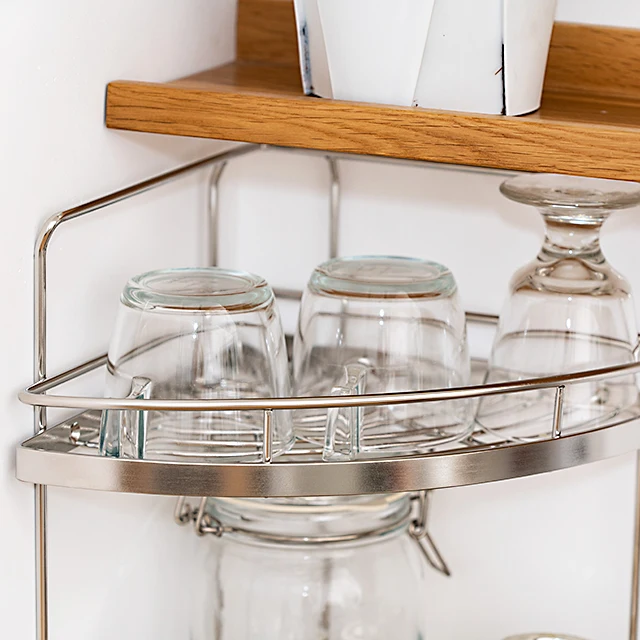 factory wholesale 3 tier storage basket stainless basket for kitchen corner and bathroom corner