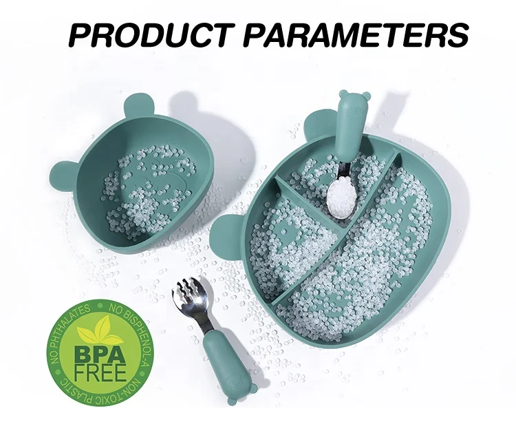 Wholesale Custom Supplies Eco-friendly Food Tableware Bowl Plate Spoon Silicone Baby Feeding Set New Bpa Free Baby Plate Set