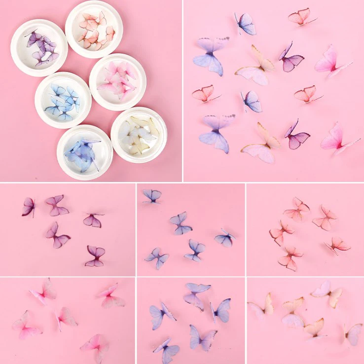 Aokitec diy decoration 3d mini fake butterfly dried flower decoration nail art decals
