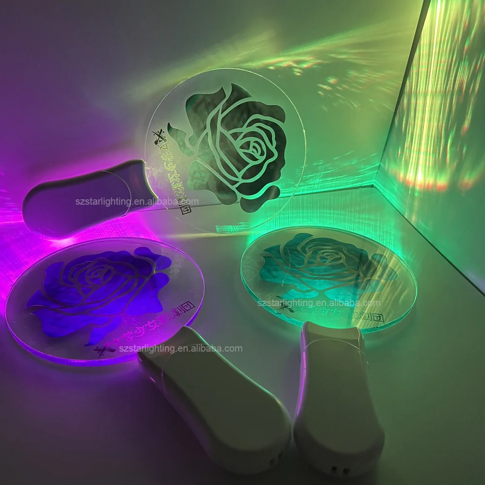 Kpop Custom Logo Brand Acrylic Lightstick Fans Cheer Handheld Wand LED Light Stick Glow In The Dark For Concert Events Sports