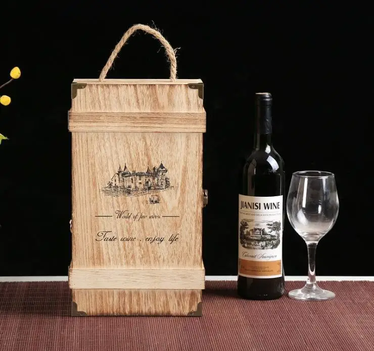 
Самая популярная деревянная Подарочная коробка для вина с двойной бутылкой на заказ 