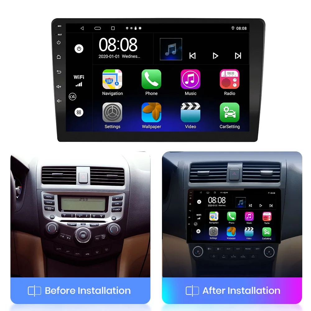 Touch screen 9 inch Android 10.0 Oct Core Car Radio 1280x720 GPS Navigation universal USB Player