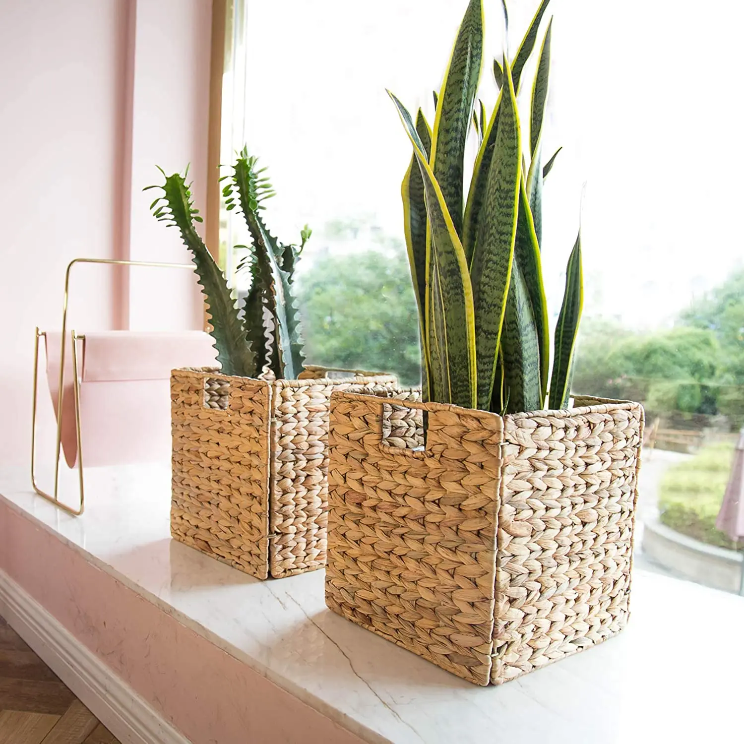 Home Decor Basketry Rattan Seagrass Hanging Wicker Laundry Rolling File Cabinet Water Hyacinth Storage Basket