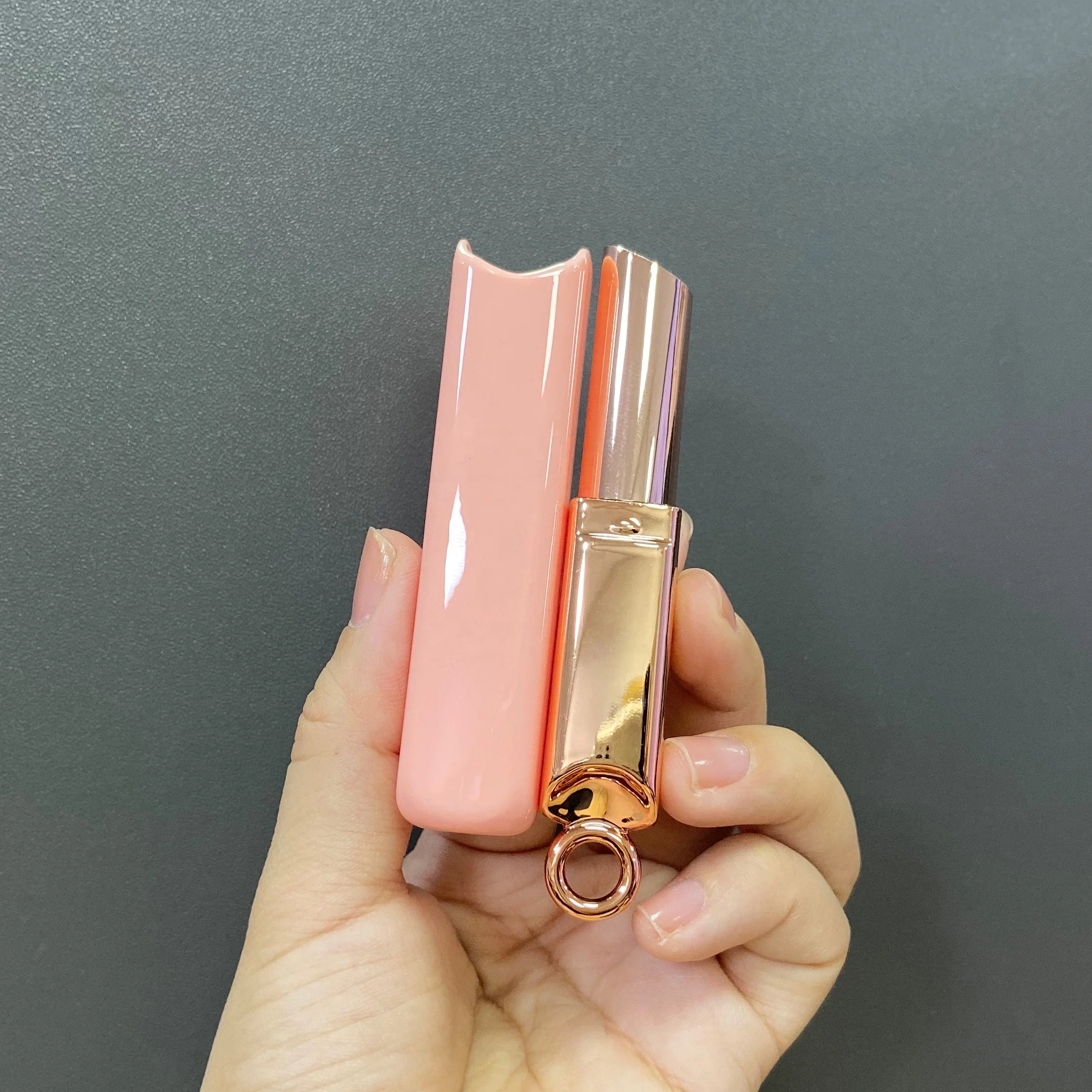 new design lovely elegant white lipstick tube pink empty tube lipstick lip balm stick tube square cute packaging with key ring