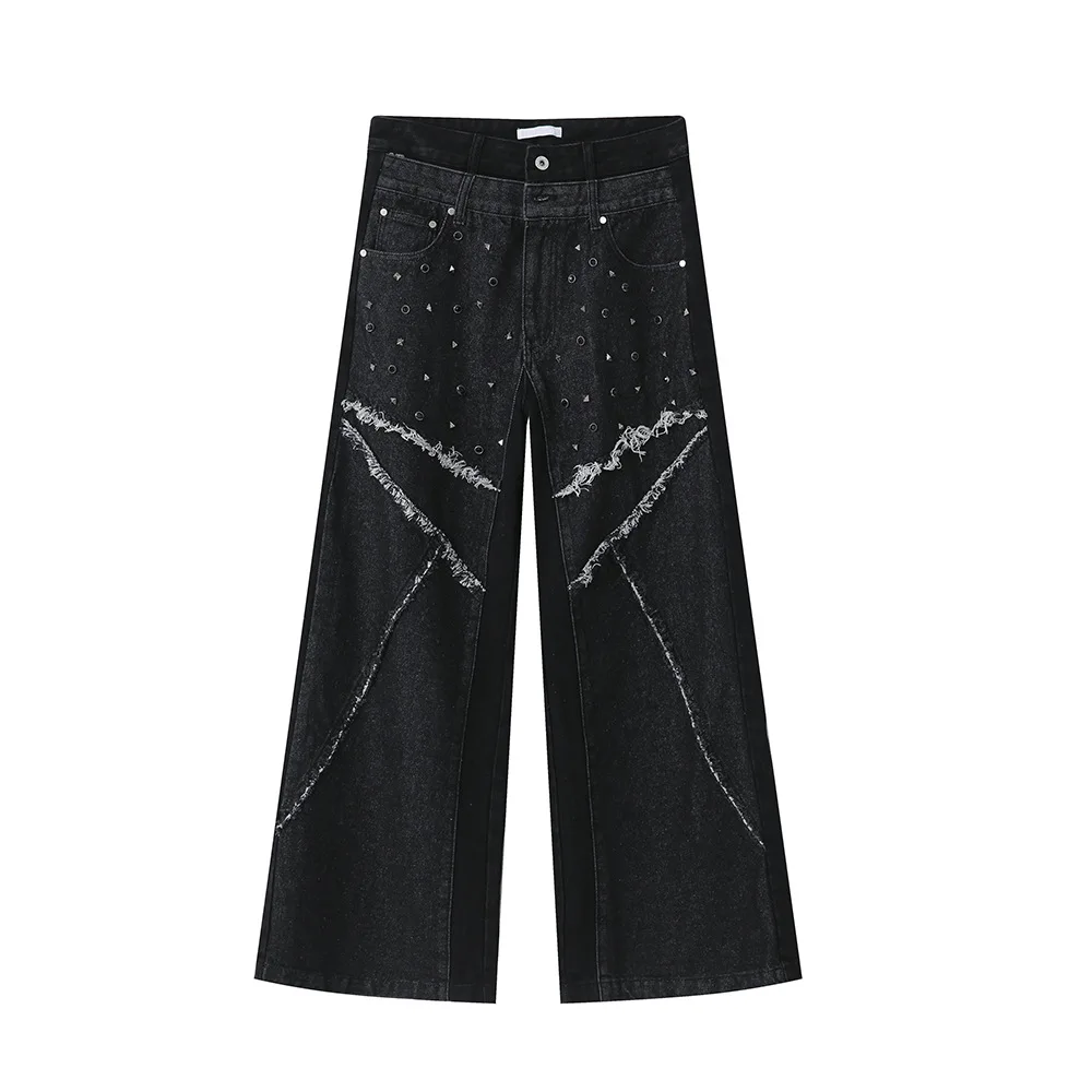 Custom Dark Blue Street Fashion Hot Sale Design High Quality 100% Cotton Denim Pants