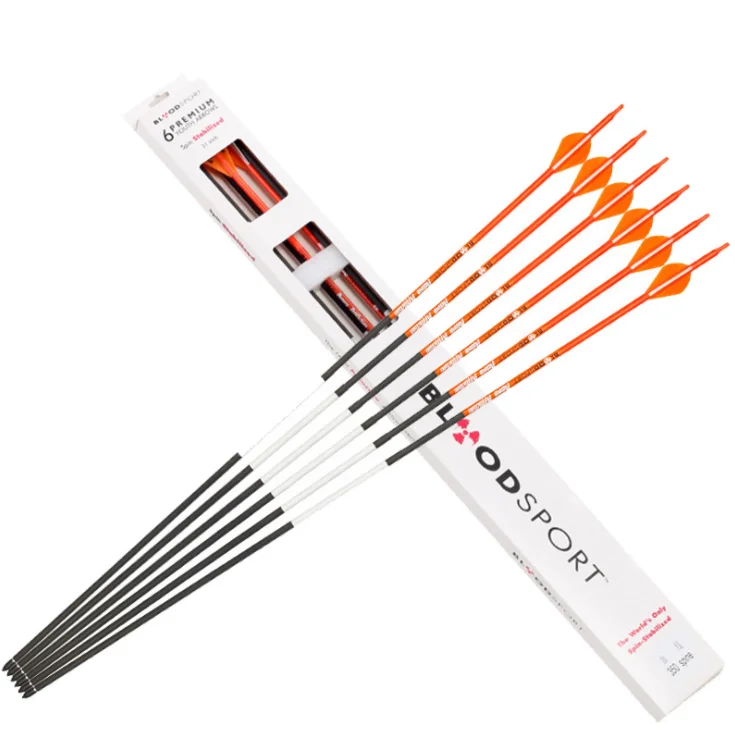 Wholesale blood line carbon arrow 6 / box compound pulley pure carbon arrow outdoor competition available