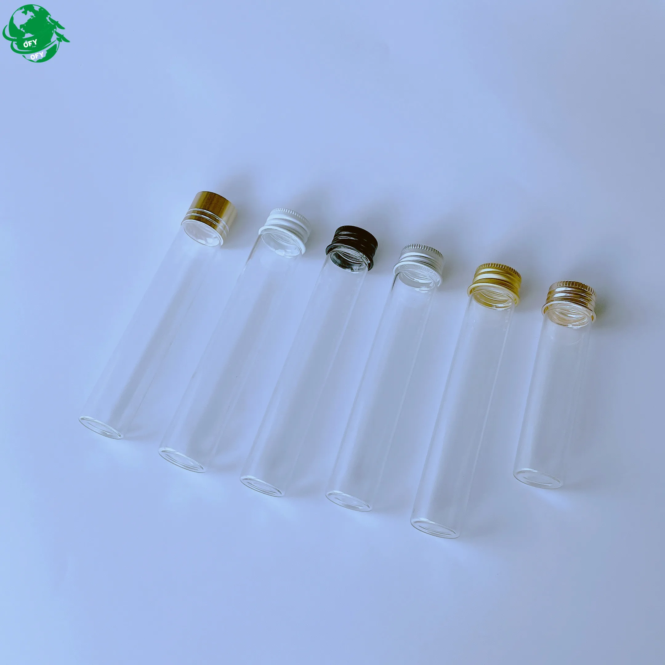 20 x 200 mm 20 x 180 mm Long large size Clear glass test tube with aluminum screw cap for packaging