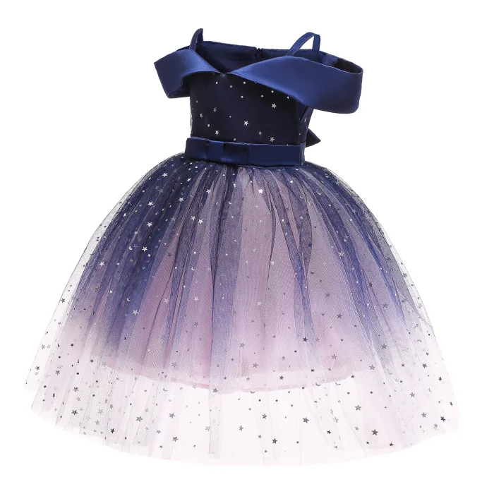 Wholesale Boutique Baby Girl Ball Dress Off Shoulder Princess Elegant Kids Party Fashion Children Birthday Wedding Gown Dress