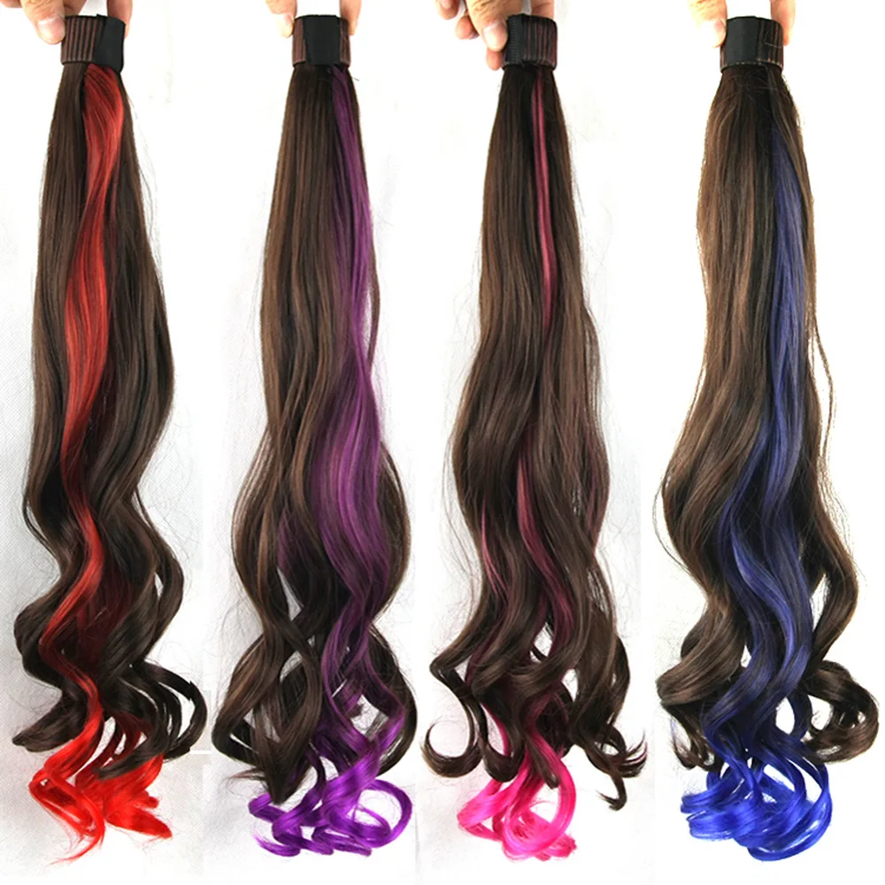 Международная торговля стильные красочные вьющиеся волосы конский хвост шрапнель конский хвост смешанные цвета конский хвост Высокое качество парик оптовая продажа
