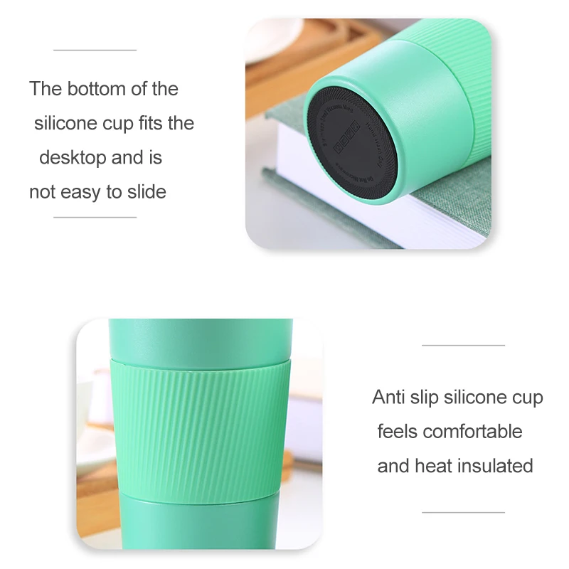 Portable Outdoor Portable Cup  Mug Coffee Cup Stainless Steel Silicone Metal Coffee Cup with Cover
