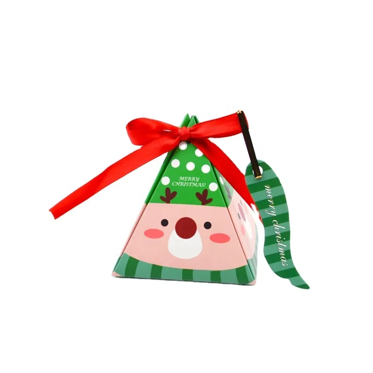 Cute Triangular Pyramid Baby Shower Candy Gift Box christmas Party Favors Paper Candy Box