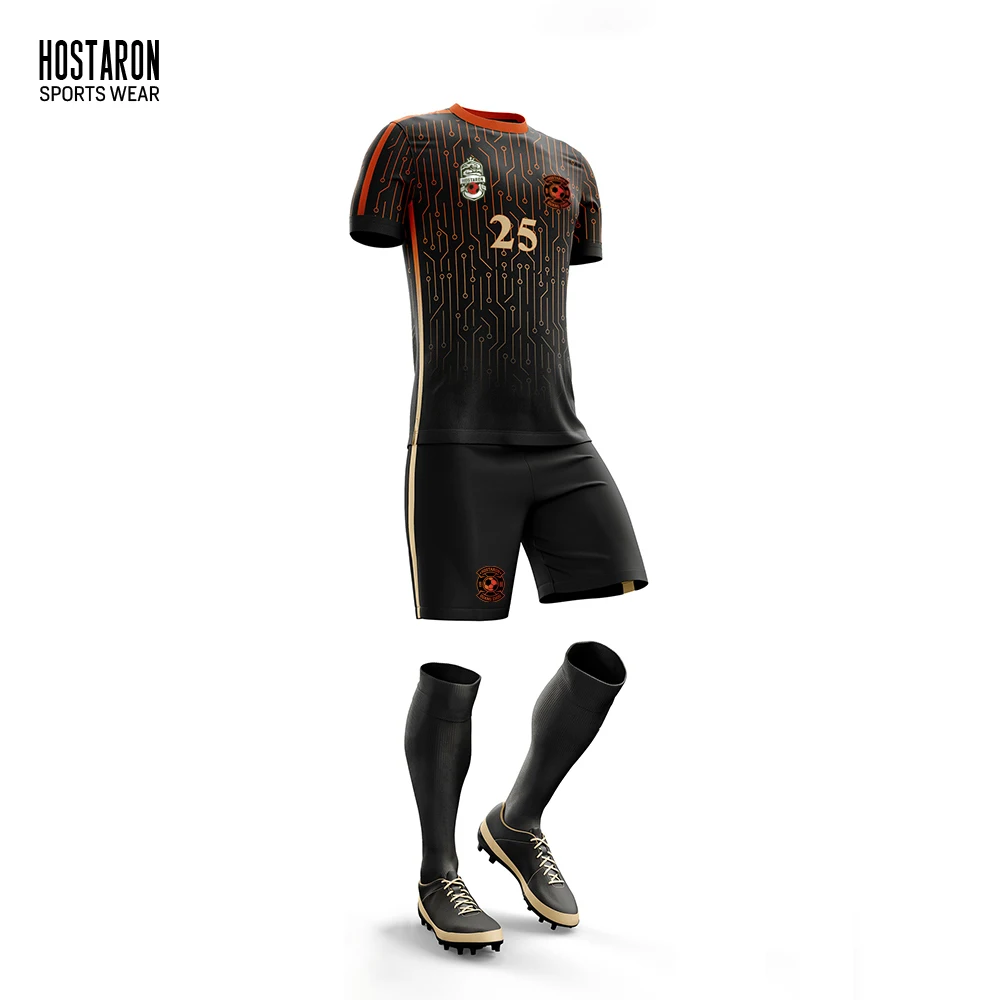 HOSTARON OEM Custom Sublimation Print Football Uniform Full Set Soccer Wear Tracksuit Jacket Training T Shirt Soccer Jersey Kit