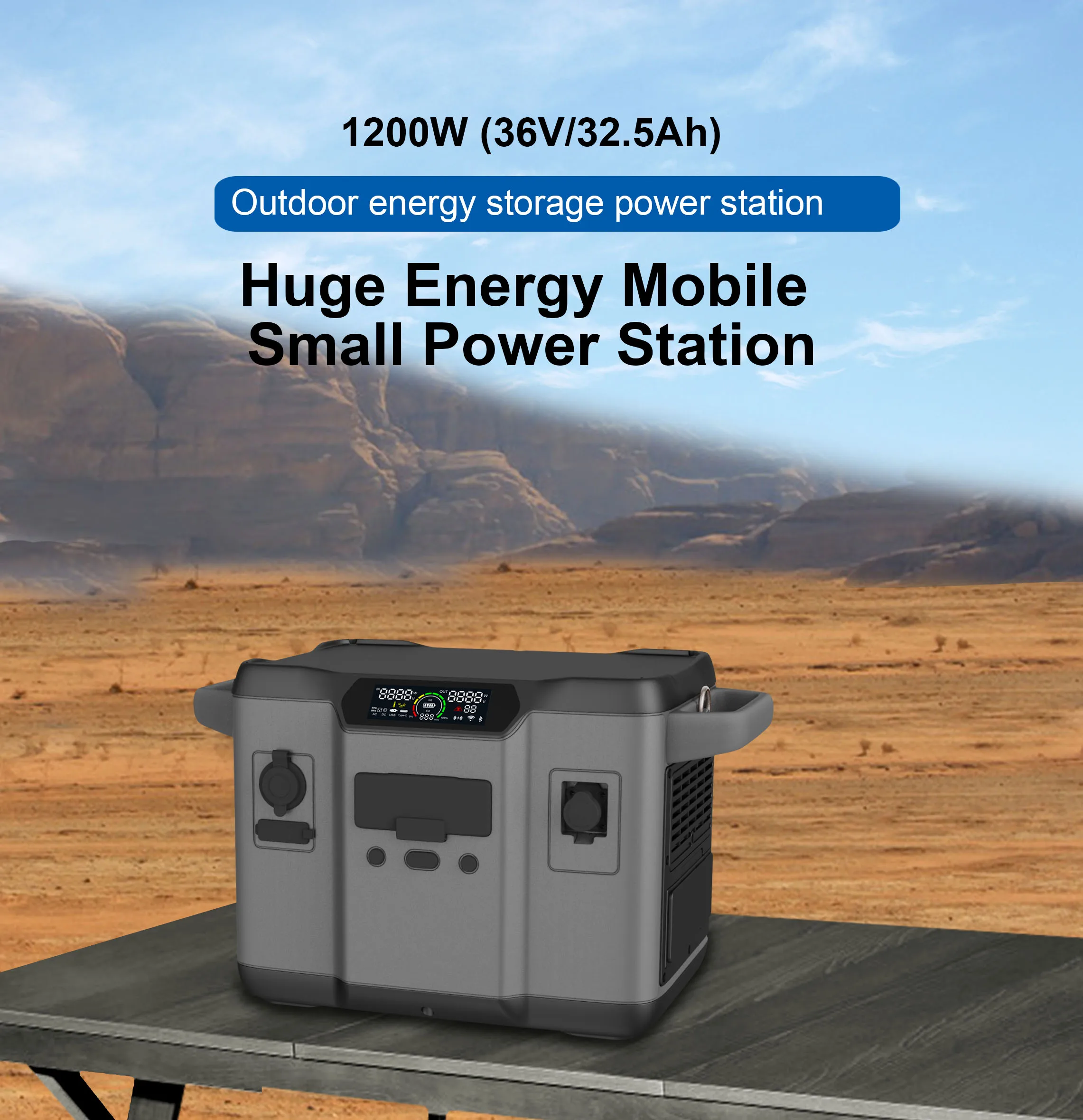 Home Outdoor Camping Power Bank Pack 1200w Rechargeable 1KW Portable Power Station Solar Generator