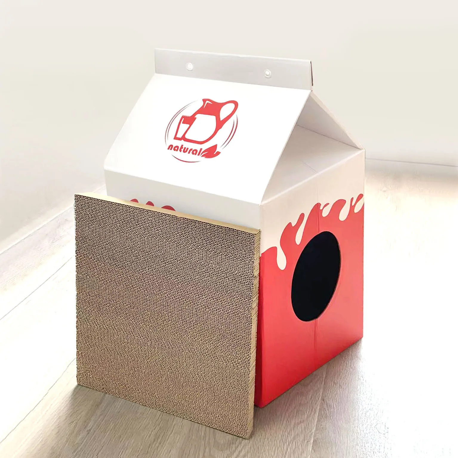 New Design Milk Box Shape Cat Scratching House Bed Pet Cages Portable Cat House For Pet