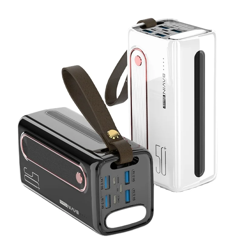 BAVIN PC066 50000mAh Fast Charging Type-C Micro IOS Input 4 Output LED Light Power Bank Large High Capacity 50000 mah Powerbank