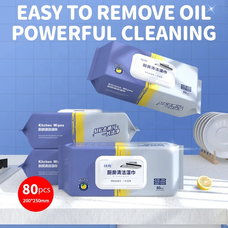 household kitchen wet wipes oil stains remover cleaning wipes