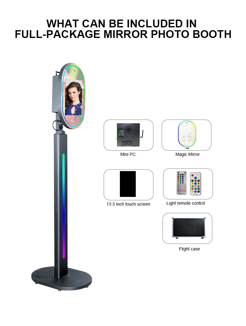 Black And White Color Optional 13.3Inch Mirror Photo Booth With HD Camera USA Warehouse Stock Available