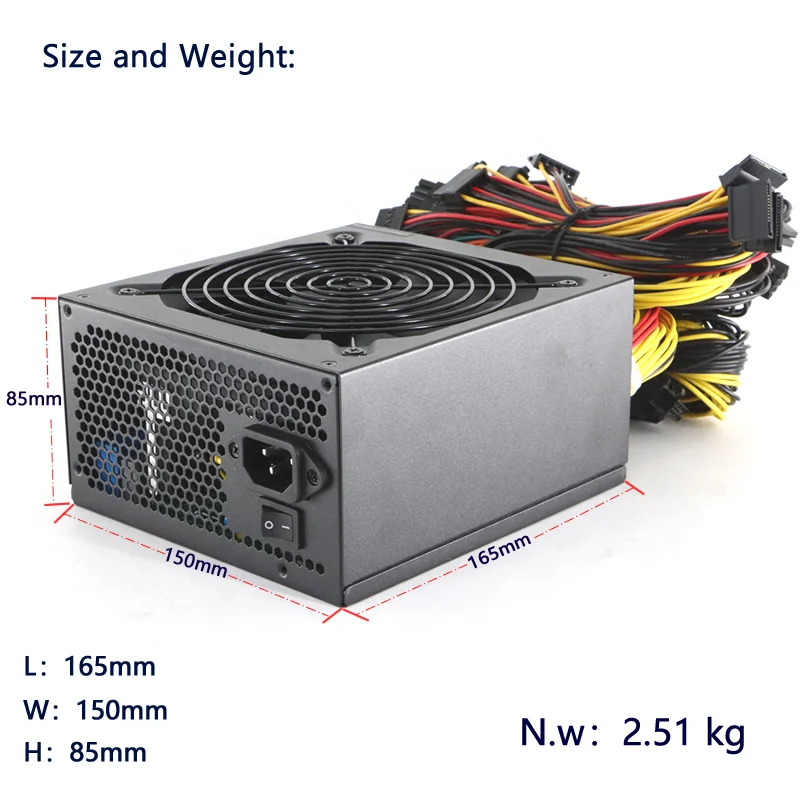 2000W PSU PC Power Supply Computer Switching Ring 8 GPU ATX Pico PSU 12v 24 pin power supply