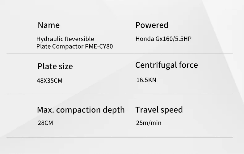 PME-CY80 Large Manual Concrete Compaction Equipment Double Way Hydraulic Reversible Vibrating Plate Compactor