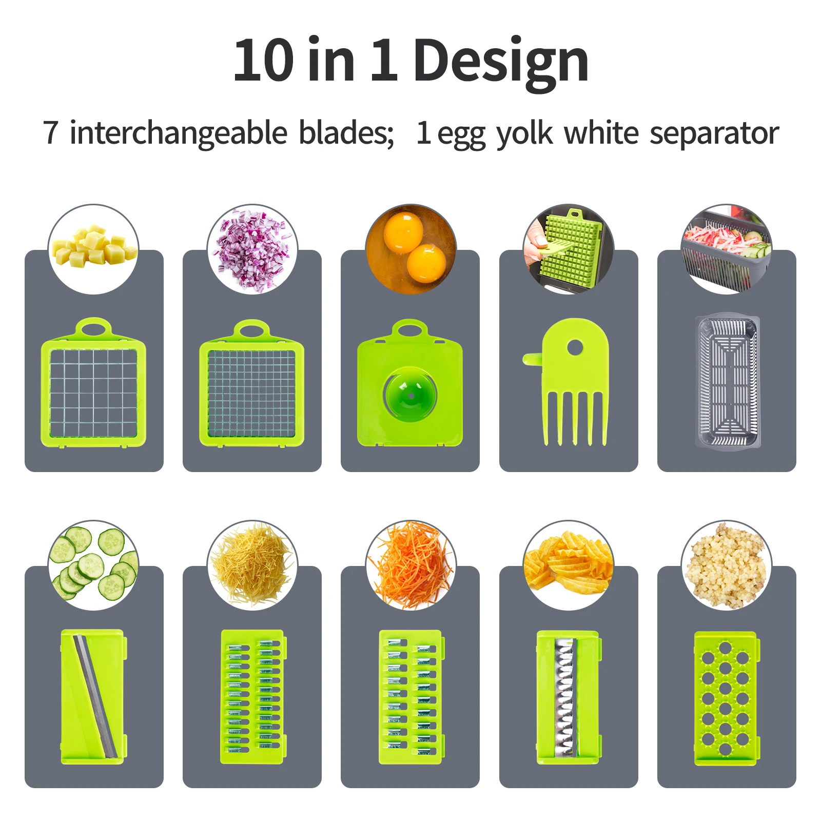 10 in 1 Multifunctional vegetable cutter shredders slicer with basket fruit potato chopper carrot grater slicer mandoline