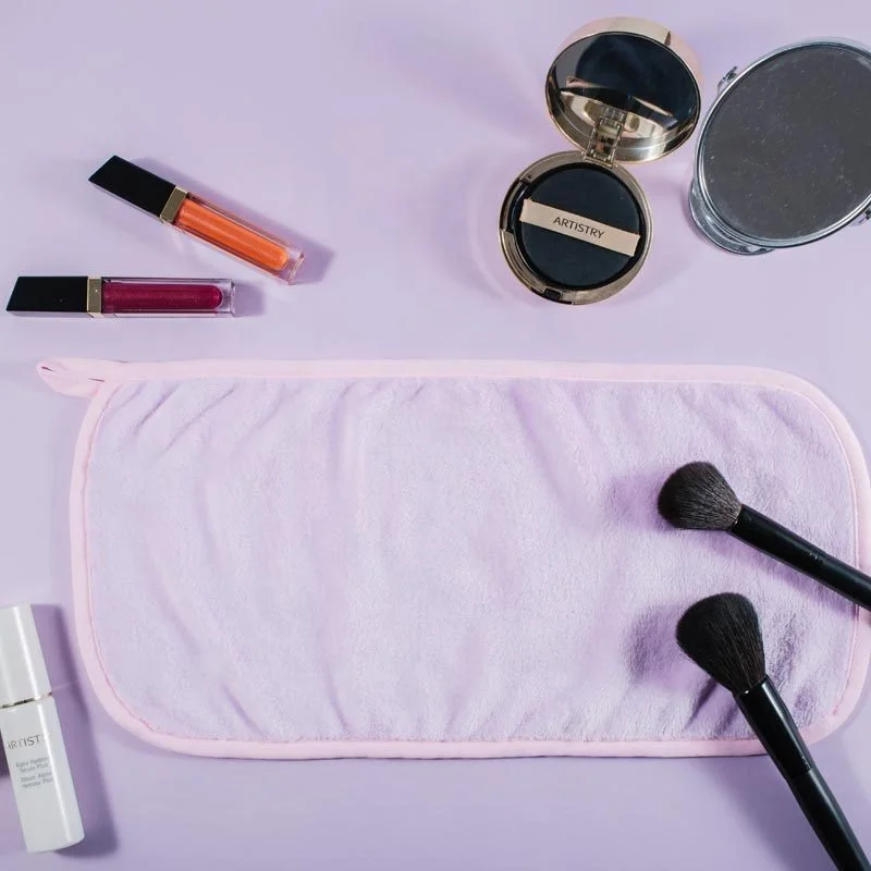 Custom Embroidery Logo Black White Pink Microfiber Makeup Cleaning Eraser Magic Face Cloths Towel For Women