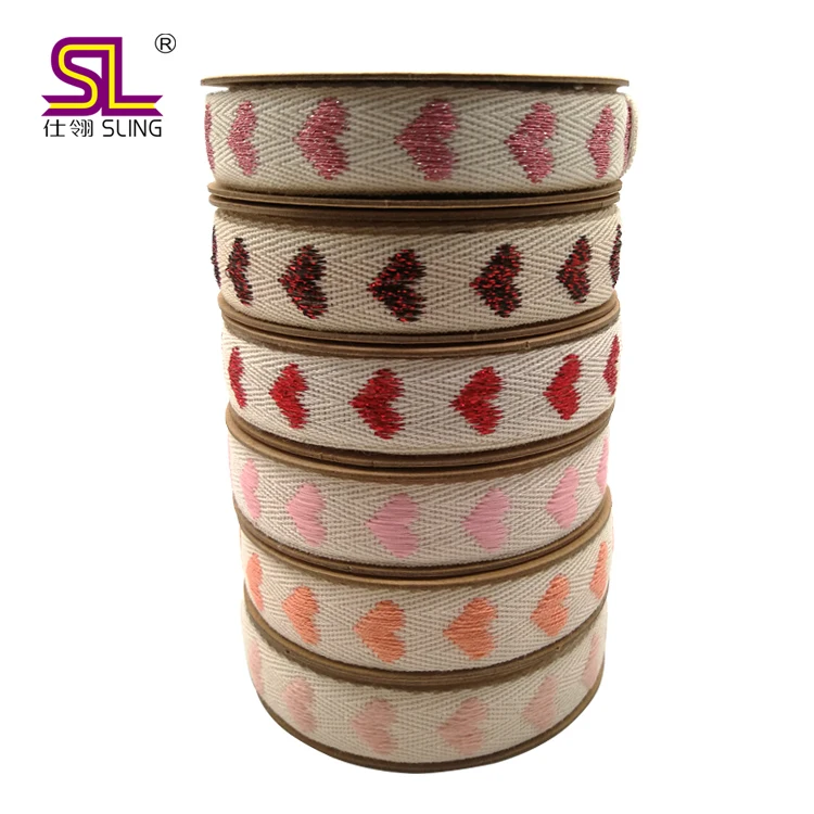 16mm Eco-friendly undyed Cotton ribbon with gold or Silver metallic 100% cotton ribbon in High Quality