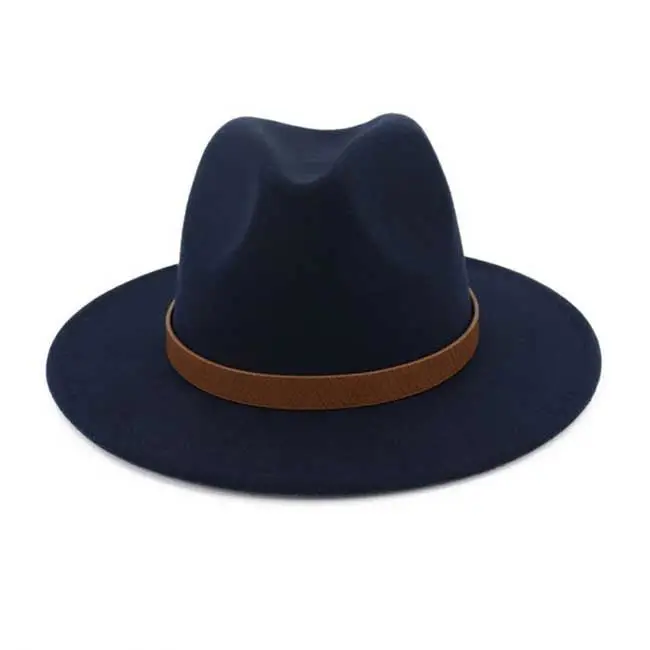 Фетровая шляпа с кожаным ремешком, для мужчин и женщин