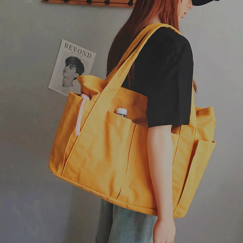 JR High Quality Wholesale Eco-Friendly Shopping Luxury Portable Travel Ladies Large Canvas Bag Women Tote Bags Handbag