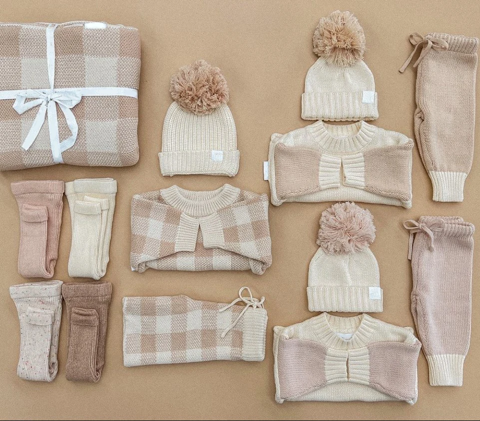 Manufacturer Custom Toddler Baby Boys Girls Cute Sweater Multi Piece Set Jumper Striped Long Sleeve Romper Knitted Sweater Set