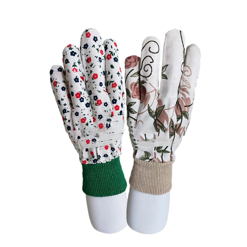 Working Gloves Logo Wholesale popular 2021 new knitted printing splicing PVC point bead garden labor protection work protective