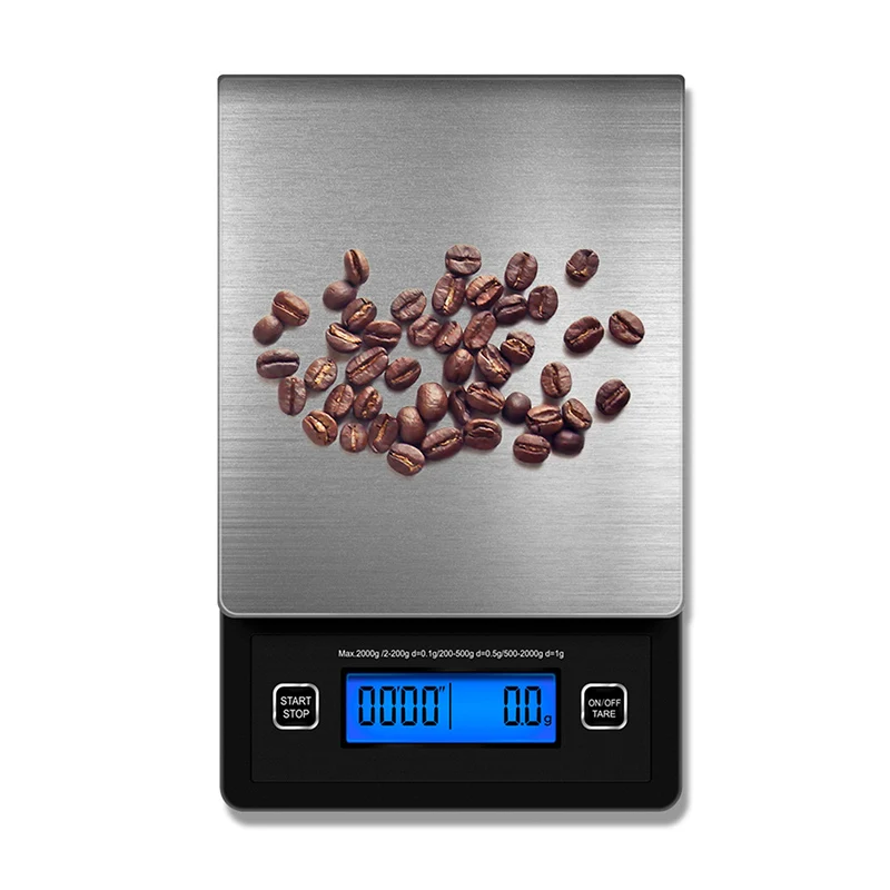 Black Smart Coffee Scale 3000g Electronic Stainless Steel Weighting Digital Scales With Timer