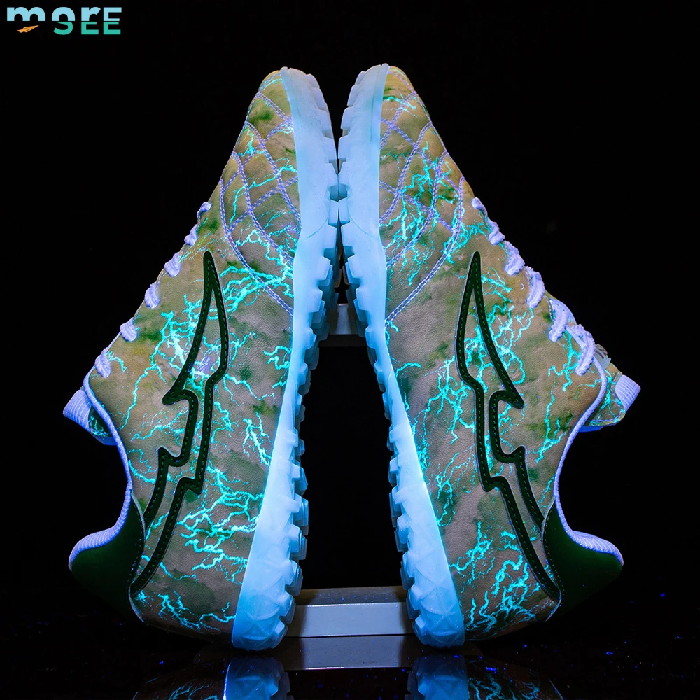 SeeMore Selection Fluorescent Kids Boys Girls Firm Ground Athletic Outdoor Sports Shoes Football Soccer Cleats Shoes