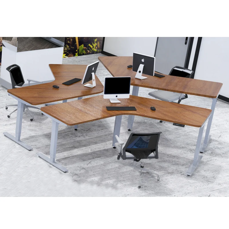 
3 Legs L Shape Ergonomic Executive Height Adjustable Standing Desk 