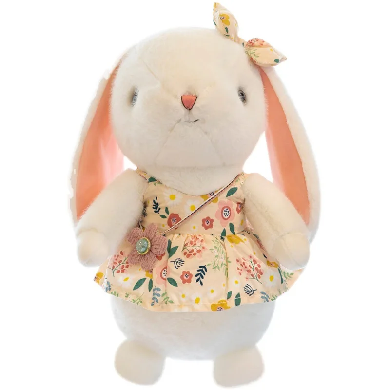 Cute Little White Rabbit Plush Toy Fragmented Flower Skirt Rabbit Doll Grab Machine Cloth Doll Girl Birthday Gift Wholesale