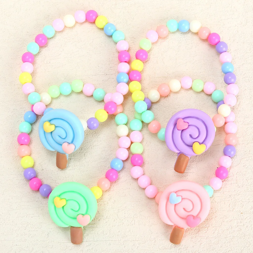 CN Summer Sweet Beaded Bracelets for Kids Girls Candy Ice Cream Handmade Bracelets Accessories