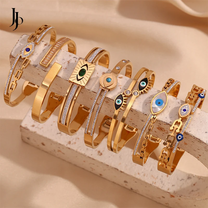 JOJO Fashion 2023 insta hot sale 18k gold plated evil eye bracelet dainty zircon stainless steel women bracelet