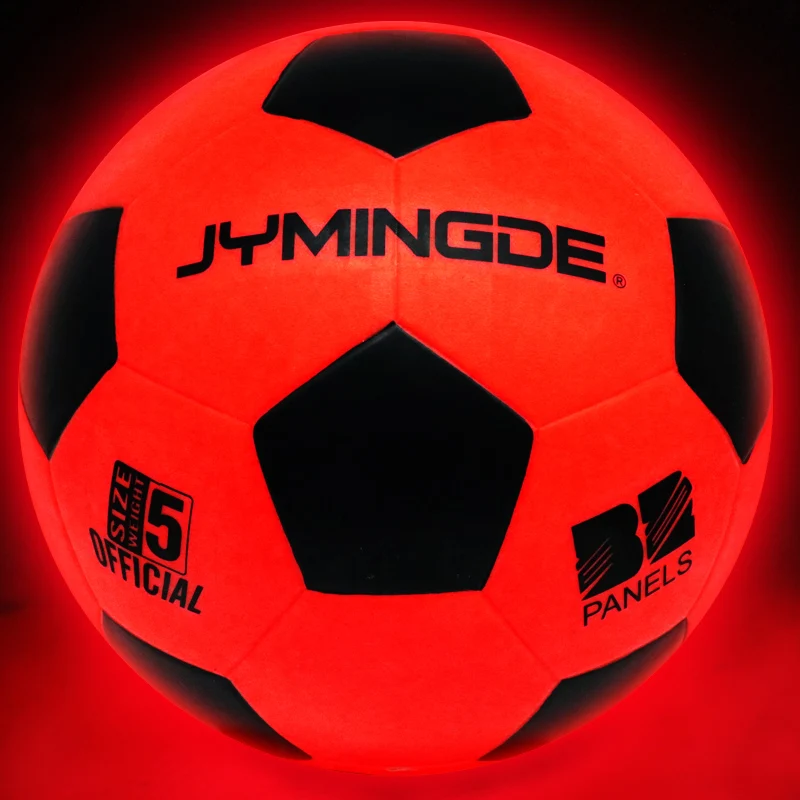 Luminous glow in the dark light up two high bright LED lights rubber LED custom rubber football soccer ball