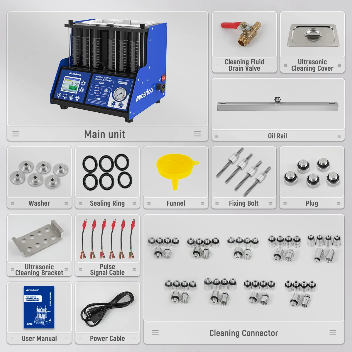 Автомобильный тестер топливного инжектора MRCARTOOL V310 устройство для очистки 6 цилиндров 110 В 220 инструмент диагностики