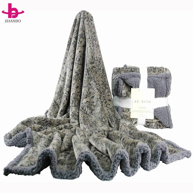 China Supplier New Products Grey Color Super Warm Soft 2ply Luxury Bedding Set Fuax Fur Thick Throw Mink Fleece Flannel Blanket