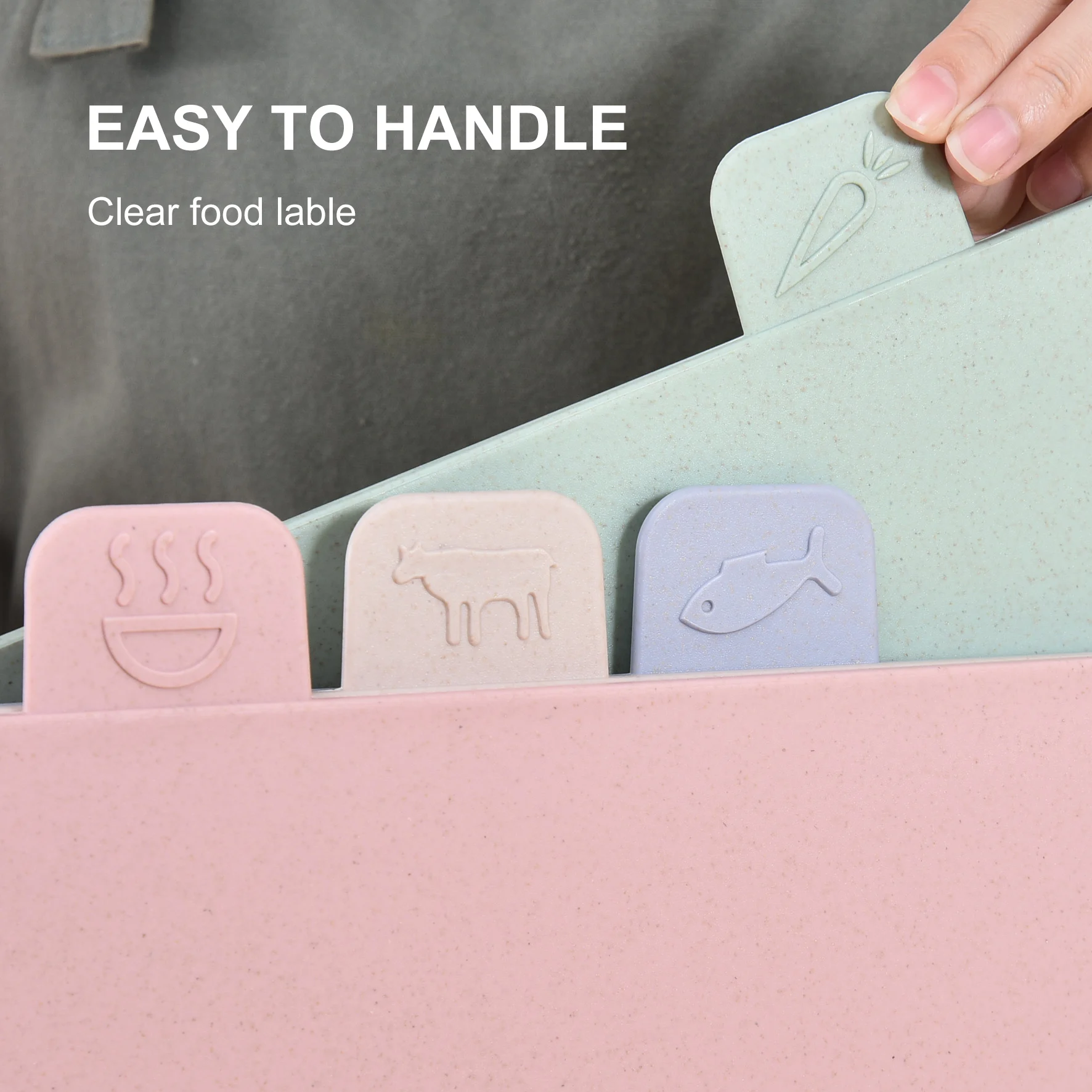 4 PCS Wheat Straw Plastic Chopping Board Set Raw and Cooked Food Cutting Board Non-slip Chopping Board with Storage Holder