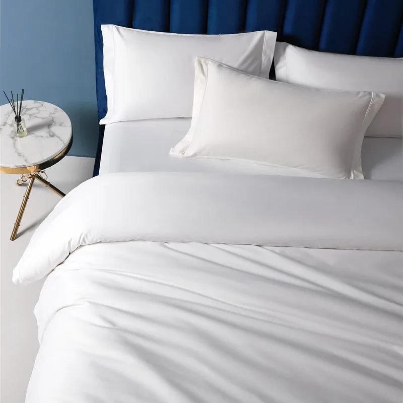 Factory OEM 5 Star Hotel Quality Bed Fitted Sheet King Queen Size 100% Cotton Bedsheet Luxury White Bed Sheets