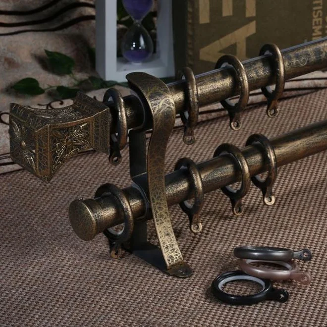 Готов к отправке Лучшее качество 32 /32 мм золотые трещины алюминиевые металлические двойные карнизы для тяжелых штор