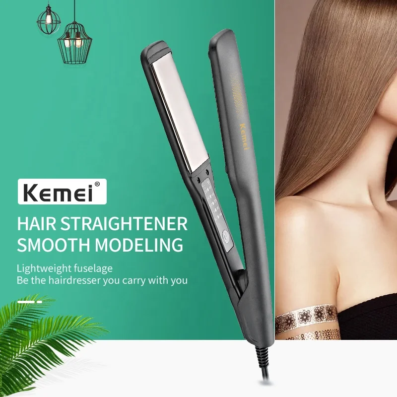 Ceramic Natural Hair Straightener Kemei Km-2518 5 Speed Temperature Control Professional Electric Custom Flat Hair Iron