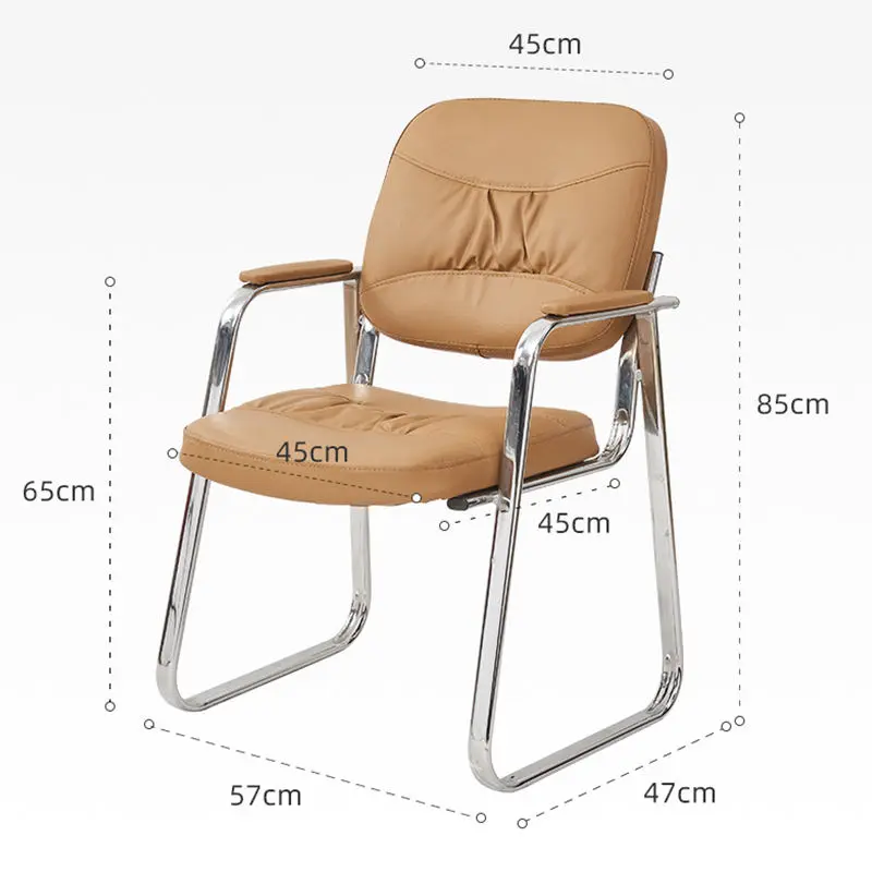 Modern Simple Leather Office Chair Comfortable PU Leather Seat Modern Office Guest Chair With Metal Base