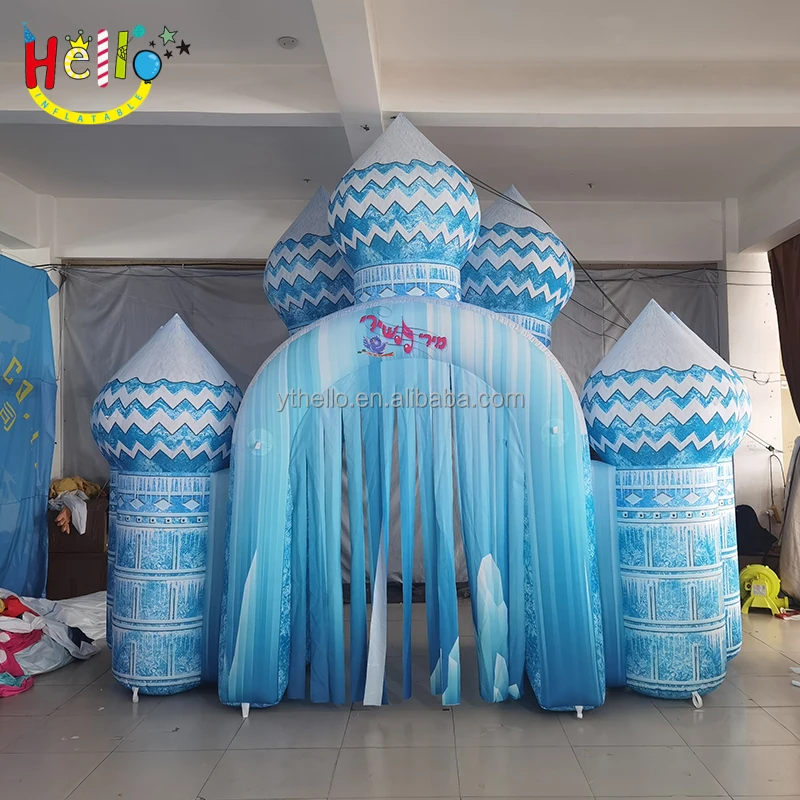 blue castle princess bases snow ice inflatable gate for castles party