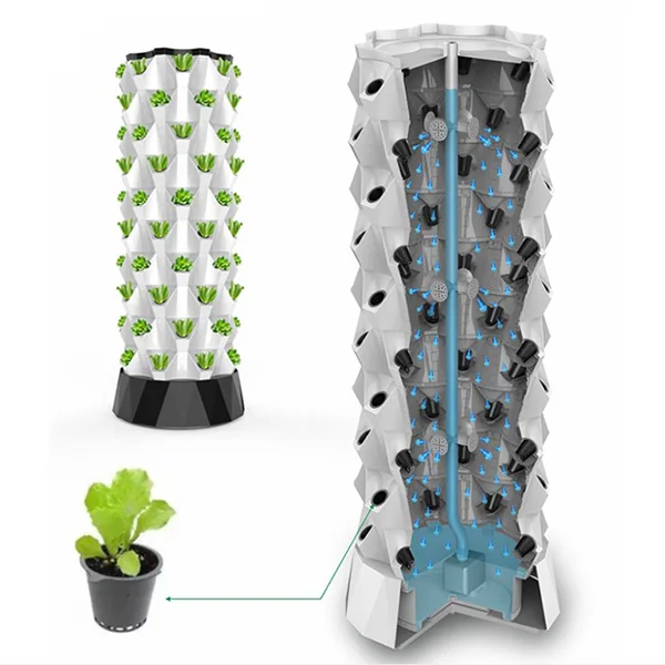 Vertical Hydroponic System Garden Tower  8 Layer 64 Plant vertical tower for greenhouse leafy vegetables