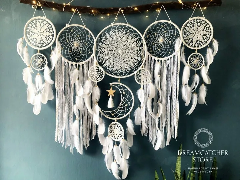 Hot Selling 5PCS/Set Indian Dream Catcher Pendant Wind Chimes Feather Pendant Interior Fringe Wall Hanging Home Decorations